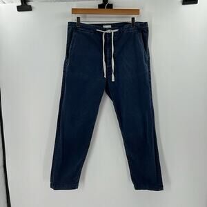 MOTHER Navy Cropped Drawstring Tapered Pants